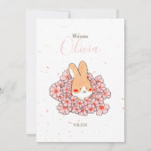 Faire-part naissance lapin fleur (Devant)