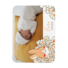Faire-part naissance magnet Lapin et fleurs Magneet