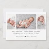 Faire-part Naissance Moderne 3 Photos (Devant)