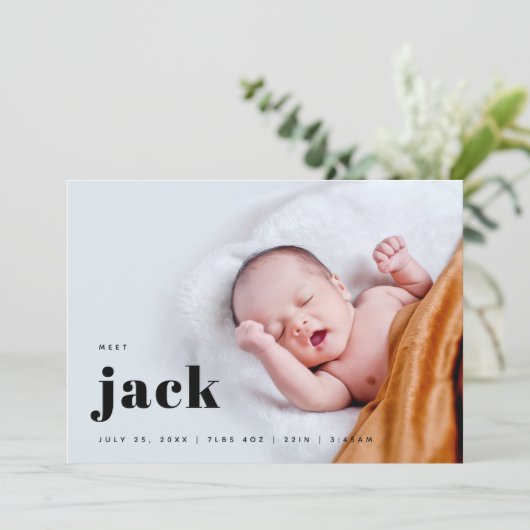 Faire-part Naissance moderne de bébé gras (Debout devant)