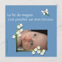 Faire-part naissance muguet et fée felt bleu gris