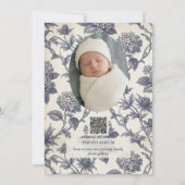 Faire-part Naissance Photo Hydrangea et Houx de Mer Toile Bot (Dos)