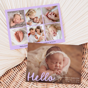 Faire-part Naissance Photo Moderne avec 'Bonjour' Manuscrit e