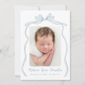 Faire-part Naissance photo vintage Blue Bow 2 (Devant)