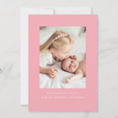 Faire-part Naissance photo vintage rose Bow 2 (Dos)