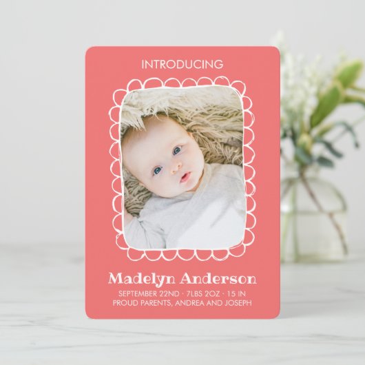 Faire-part Naissance simple d'un cadre rectangle à échelles (Debout devant)