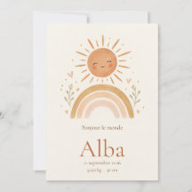 Faire-part naissance soleil | Rainbow Birth Card