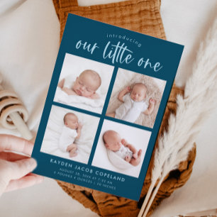 Faire-part Naissance Turquoise Multi Photo Little One