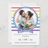 Faire-part Nautical Rainbow Stripe Gay Wedding Enregistrer la (Dos)