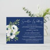 Faire-part Navy bleu à aquarelle florale blanche pour petit m (Debout devant)