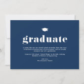 Faire-part Navy Blue 2025 Audacieux Typographie Photo Graduat (Dos)