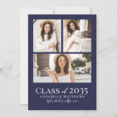 Faire-part Navy Blue Photo Collage Graduation (Devant)