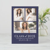Faire-part Navy Blue Photo Collage Graduation (Debout devant)