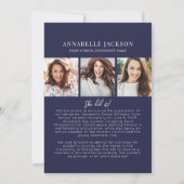 Faire-part Navy Blue Photo Collage Graduation (Dos)