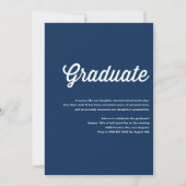 Faire-part Navy Blue Retro Bold Typographie Photo Graduation (Dos)