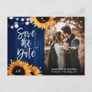 Faire-part Navy Blue Sunflower Sauvez la date Carte postale P