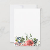 Faire-part Navy Bohème Corail Floral Enregistrer La Date (Dos)