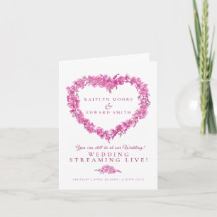 Faire-part Ne m'oubliez pas cœur rose blanc mariage en direct