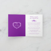 Faire-part Ne m'oubliez pas cœur violet mariage en direct (Intérieur)