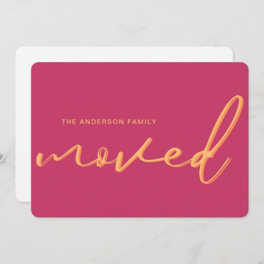 Faire-part Neon moderne rose brillant Nouvelle adresse Déména (Devant / Derrière)