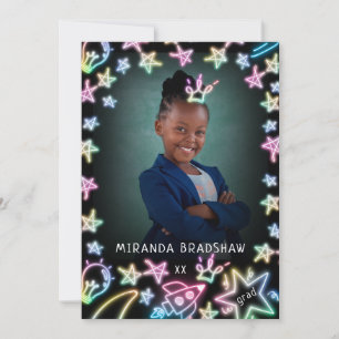 Faire-part Neon Pastel Stars Galaxy Kids Graduation Photo