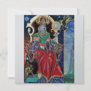 Faire-part NEUROMANCER Magicien Roi, Rouge Bleu Argent Métall