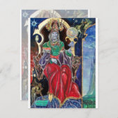 Faire-part NEUROMANCER Magicien Roi, Rouge Bleu Or (Devant / Derrière)