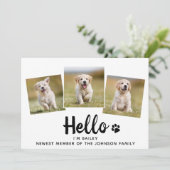 Faire-part New Pet Photo Collage Hello Puppy Chien (Debout devant)