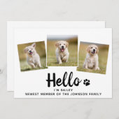 Faire-part New Pet Photo Collage Hello Puppy Chien (Devant / Derrière)