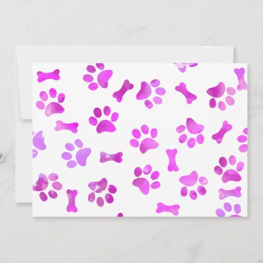 Faire-part New Puppy - Rose Girl New Pet - Chien Birthday Pup (Dos)