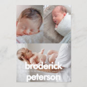 Faire-part Newborn Simple Modern Photo Birth (Dos)