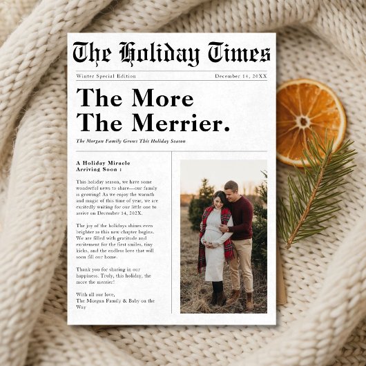 Faire-part Newspaper Style | The More The Merrier Pregnancy