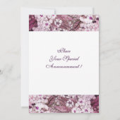 FAIRE-PART NID D'OISEAU, ARBRE BLANC PINK FLEURS DE PRINTEMPS (Dos)