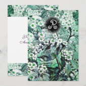 FAIRE-PART NID D'OISEAU, ARBRE, FLEURS BLANCHES ET BLEUES DE  (Devant / Derrière)