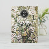 FAIRE-PART NID D'OISEAU, MONOGRAMME BROWN DES FLEURS DE PRINT (Debout devant)
