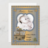 Faire-part Noah's Ark Christian Baby Annonce (Devant / Derrière)