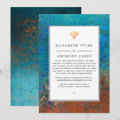 Faire-part Noces virtuelles Grunge Copper Patina & Turquoise (Devant / Derrière)
