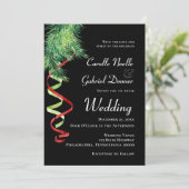 Faire-part Noël de branches et de rubans de mariage (Debout devant)