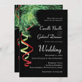 Faire-part Noël de branches et de rubans de mariage (Devant / Derrière)