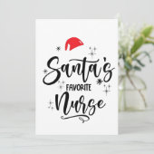 Faire-part Noël de l'infirmière préférée de Santa  (Debout devant)