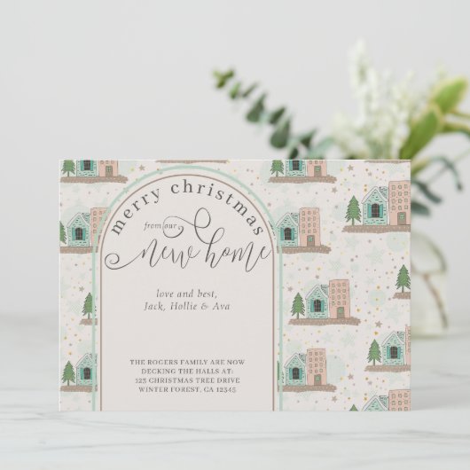 Faire-part Noël de New House Village Apartment Moving (Debout devant)