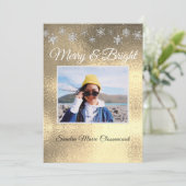 Faire-part Noel d'or jaune simple et moderne (Debout devant)