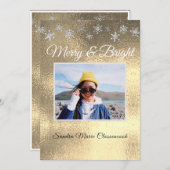 Faire-part Noel d'or jaune simple et moderne (Devant / Derrière)