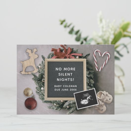 Faire-part Noël Éditable Bébé Sonogramme Grossesse Announc (Debout devant)