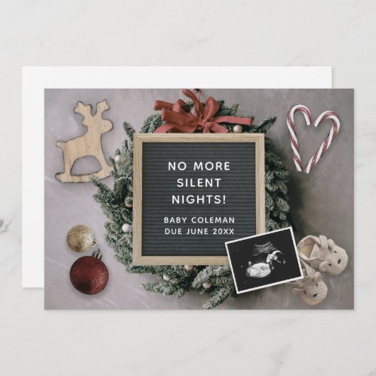 Faire-part Noël Éditable Bébé Sonogramme Grossesse Announc (Devant / Derrière)