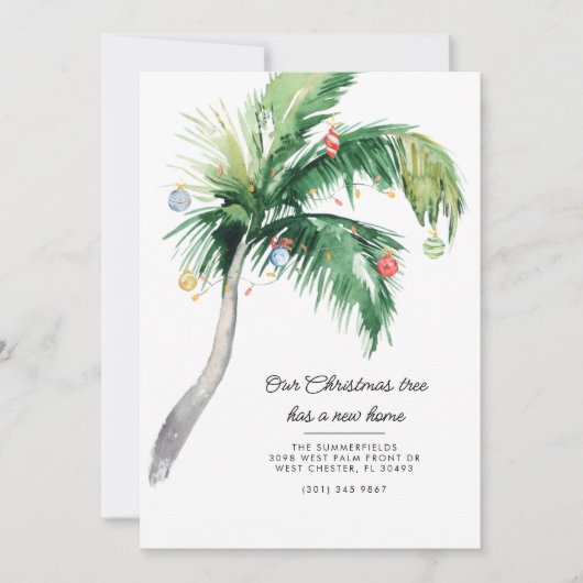 Faire-part Noël Fête Palm Arbre Côtier Déménagement (Devant)