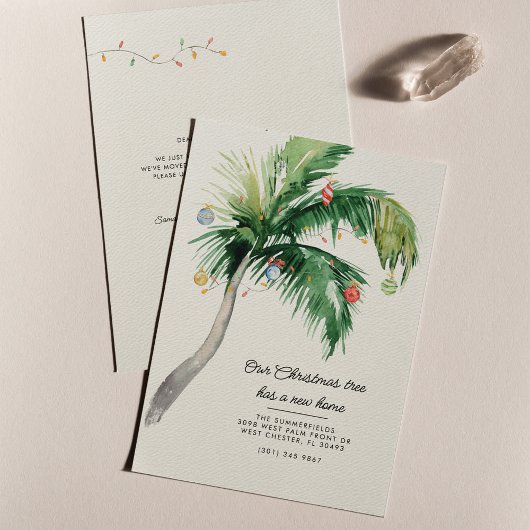 Faire-part Noël Fête Palm Arbre Côtier Déménagement