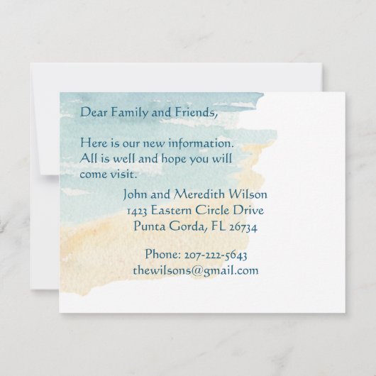 Faire-part Noël Nous avons déménagé Ocean Beach Budget (Dos)