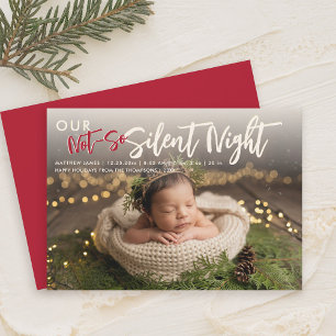 Faire-part Noël Pas Si Silencieux Nuit Drôle Bébé Rouge Photo