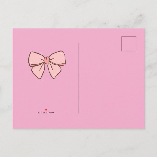 faire-part noeud papillon rose pastel (Dos)